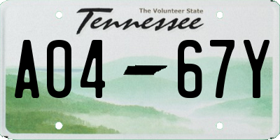 TN license plate A0467Y