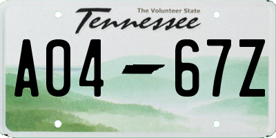 TN license plate A0467Z