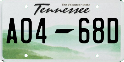 TN license plate A0468D