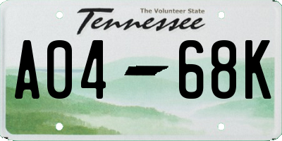 TN license plate A0468K