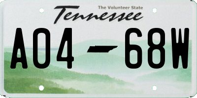 TN license plate A0468W