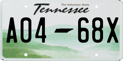 TN license plate A0468X