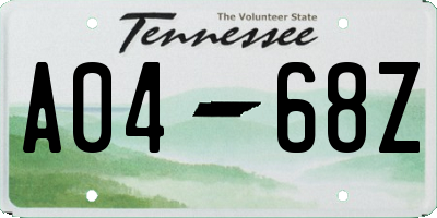 TN license plate A0468Z