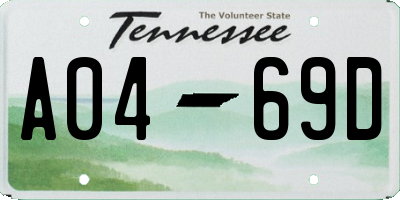 TN license plate A0469D