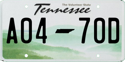 TN license plate A0470D