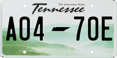 TN license plate A0470E