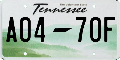 TN license plate A0470F