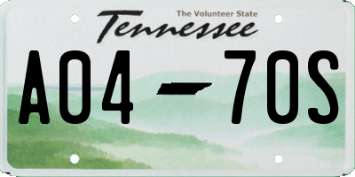 TN license plate A0470S