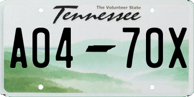 TN license plate A0470X