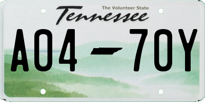 TN license plate A0470Y