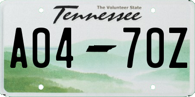 TN license plate A0470Z