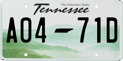 TN license plate A0471D