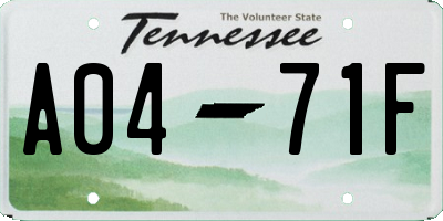 TN license plate A0471F