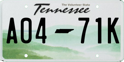 TN license plate A0471K