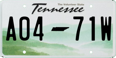 TN license plate A0471W