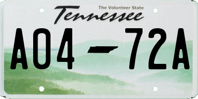 TN license plate A0472A