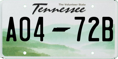 TN license plate A0472B