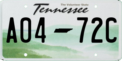 TN license plate A0472C