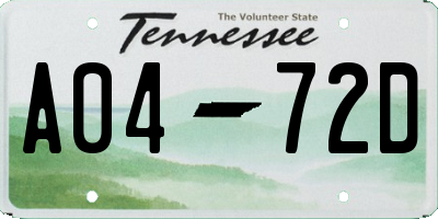 TN license plate A0472D