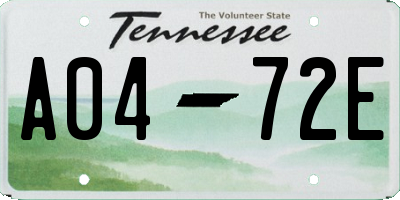 TN license plate A0472E