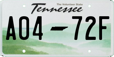 TN license plate A0472F