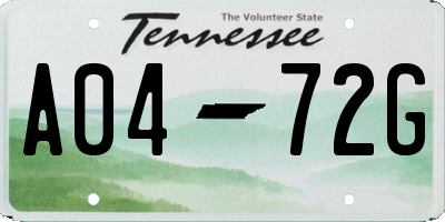 TN license plate A0472G