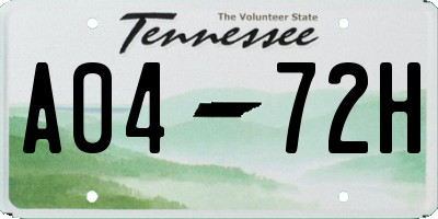 TN license plate A0472H