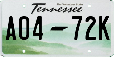 TN license plate A0472K