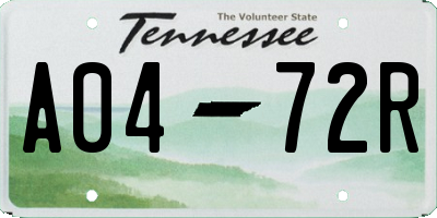 TN license plate A0472R