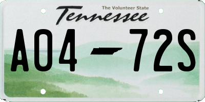 TN license plate A0472S