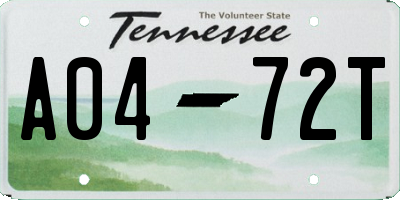 TN license plate A0472T