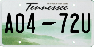 TN license plate A0472U