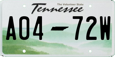 TN license plate A0472W