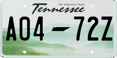 TN license plate A0472Z