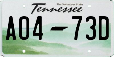 TN license plate A0473D