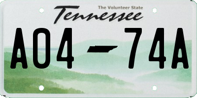 TN license plate A0474A