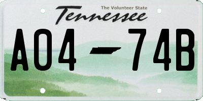 TN license plate A0474B