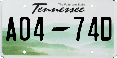 TN license plate A0474D