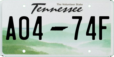 TN license plate A0474F