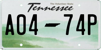 TN license plate A0474P