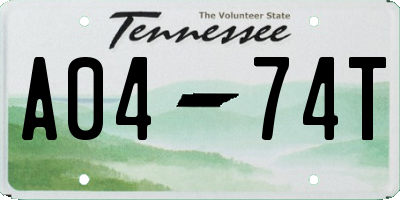 TN license plate A0474T