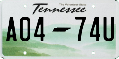 TN license plate A0474U