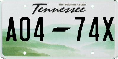 TN license plate A0474X