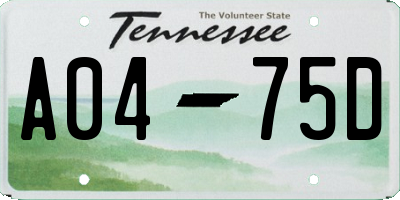 TN license plate A0475D