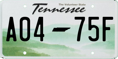 TN license plate A0475F