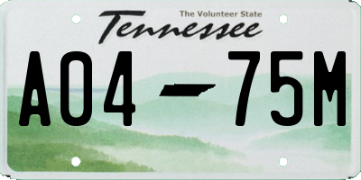 TN license plate A0475M