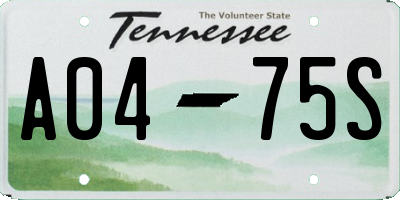 TN license plate A0475S