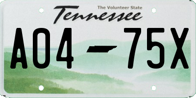 TN license plate A0475X