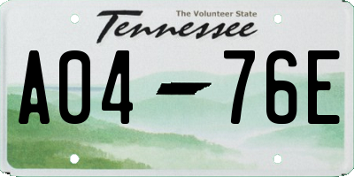TN license plate A0476E