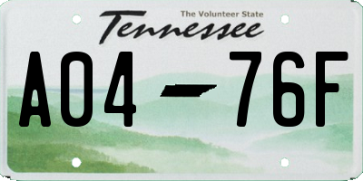 TN license plate A0476F